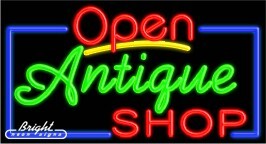 Antiques Shop Open Neon Sign