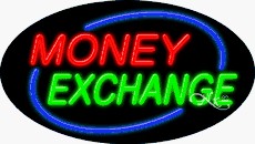 Money Exchange Oval Neon Sign