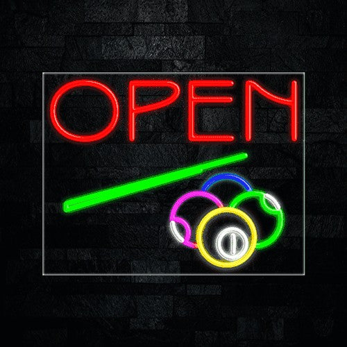 Open with Billiards Flex-Led Sign