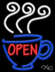 Open Coffee Business Neon Sign
