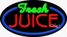 Fresh Juice Oval Neon Sign