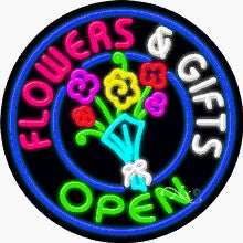 Flowers & Gifts Open Circle Shape Neon Sign