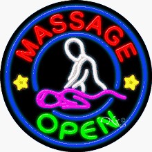 Massage Open Circle Shape Neon Sign