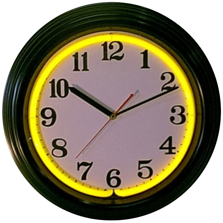 Black Rim Yellow Standard Neon Clock