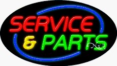 Service & Parts Oval Neon Sign