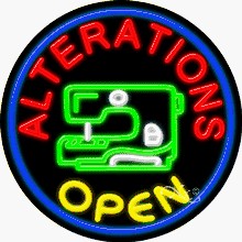 Alterations Open Circle Shape Neon Sign