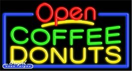 Coffee Donuts Open Neon Sign