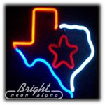 Texas with Star Neon Sculpture