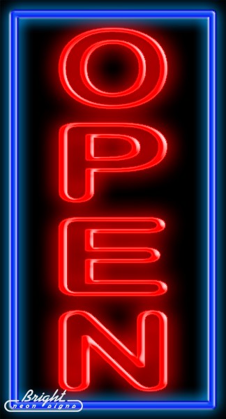 Extra Large Vertical Neon Open Sign