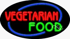 Vegetarian Food Oval Neon Sign