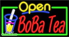 Boba Tea Open Neon Sign