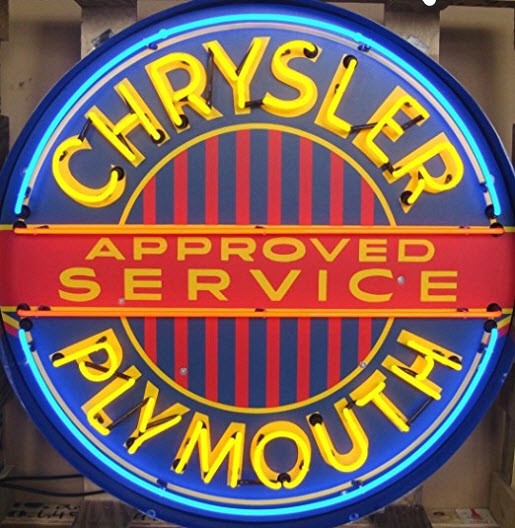 Chrysler Plymouth Neon Sign in Metal Can