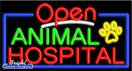 Animal Hospital Open Neon Sign