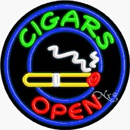 Cigars Circle Shape Neon Sign