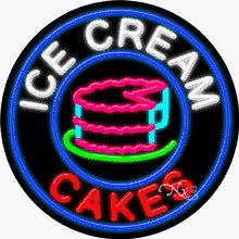 Ice Cream Cakes Circle Shape Neon Sign
