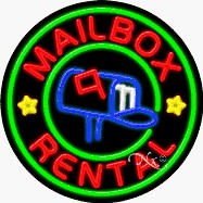 Mailbox Rental Circle Shape Neon Sign