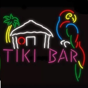 Tiki Bar with Parrot Neon Sign