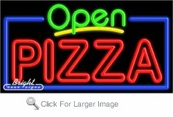 Open Pizza Shop Neon Sign
