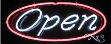 Pink Oval Neon Open Sign
