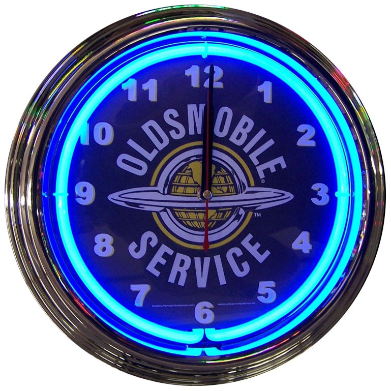 GM Oldsmobile Service Neon Clock