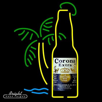 Neon Corona Extra Beer Sign with Palm Tree