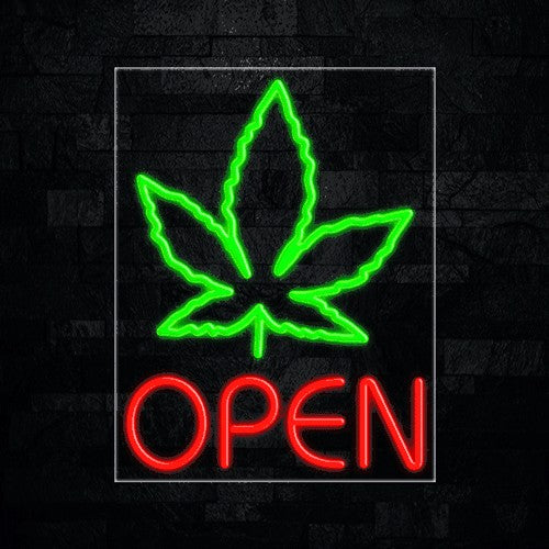 Open with Leaf Logo Flex-Led Sign