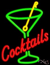 Cocktails & Martini Glass Neon Sign