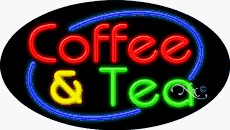 Coffee & Tea Oval Neon Sign
