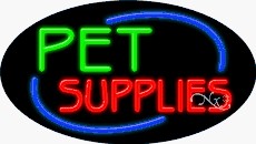 Pet Supplies Oval Neon Sign