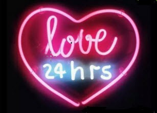 Love 24 hrs Neon Sign