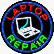 Laptop Repair Circle Shape Neon Sign