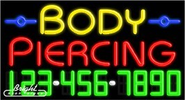 Body Piercing Neon w/Phone #