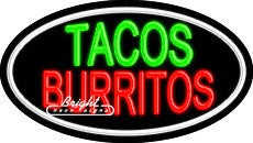 Tacos Burritos Flashing Neon Sign