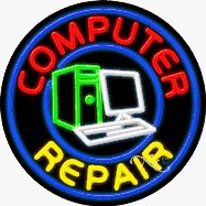 Computer Repair Circle Shape Neon Sign