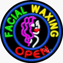 Facial Waxing Open Circle Shape Neon Sign