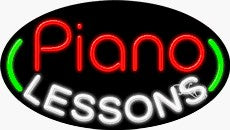 Piano Lessons Oval Neon Sign