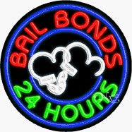 Bail Bonds 24 Hours Circle Shape Neon Sign