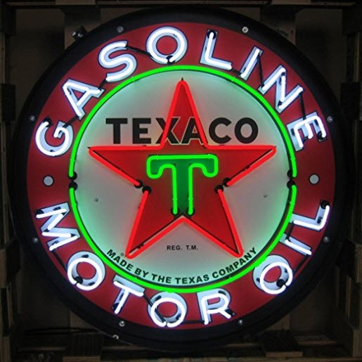 Texaco Motor Oil Neon Sign in Metal Can