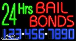 24 Hrs Bail Bonds Neon w/Phone #