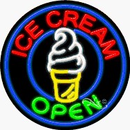 Ice Cream2 Circle Shape Neon Sign