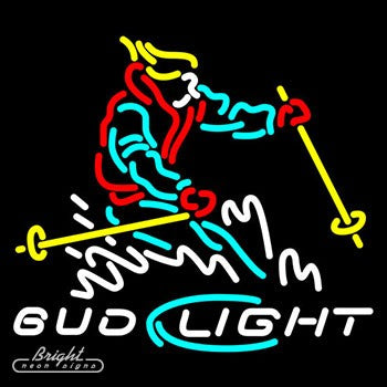 Bud Light Snow Skier Neon Sign