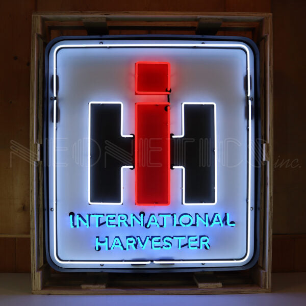 INTERNATIONAL HARVESTER IH NEON SIGN IN STEEL CAN