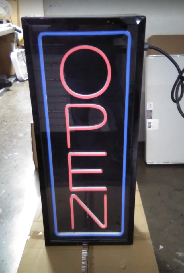 Outdoor FLEX-LED Open Sign Vertical Sign (12" Wide x 30"Tall)
