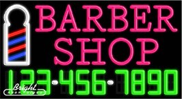 Barber Shop Neon w/Phone #