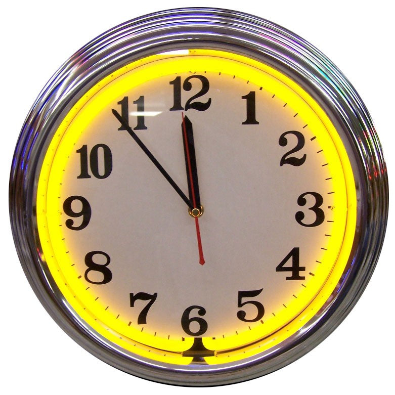 Chrome Yellow Standard Neon Clock