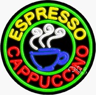 Espresso Cappuccino Circle Shape Neon Sign