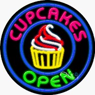 Cupcakes Circle Shape Neon Sign