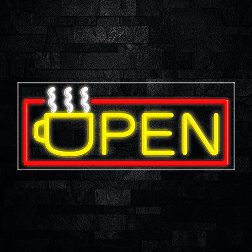 Open with cup logo Flex-Led Sign