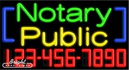 Notary Public Neon w/Phone #