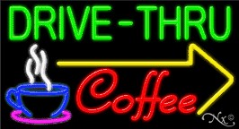 Drive Thru Coffee Business Neon Sign